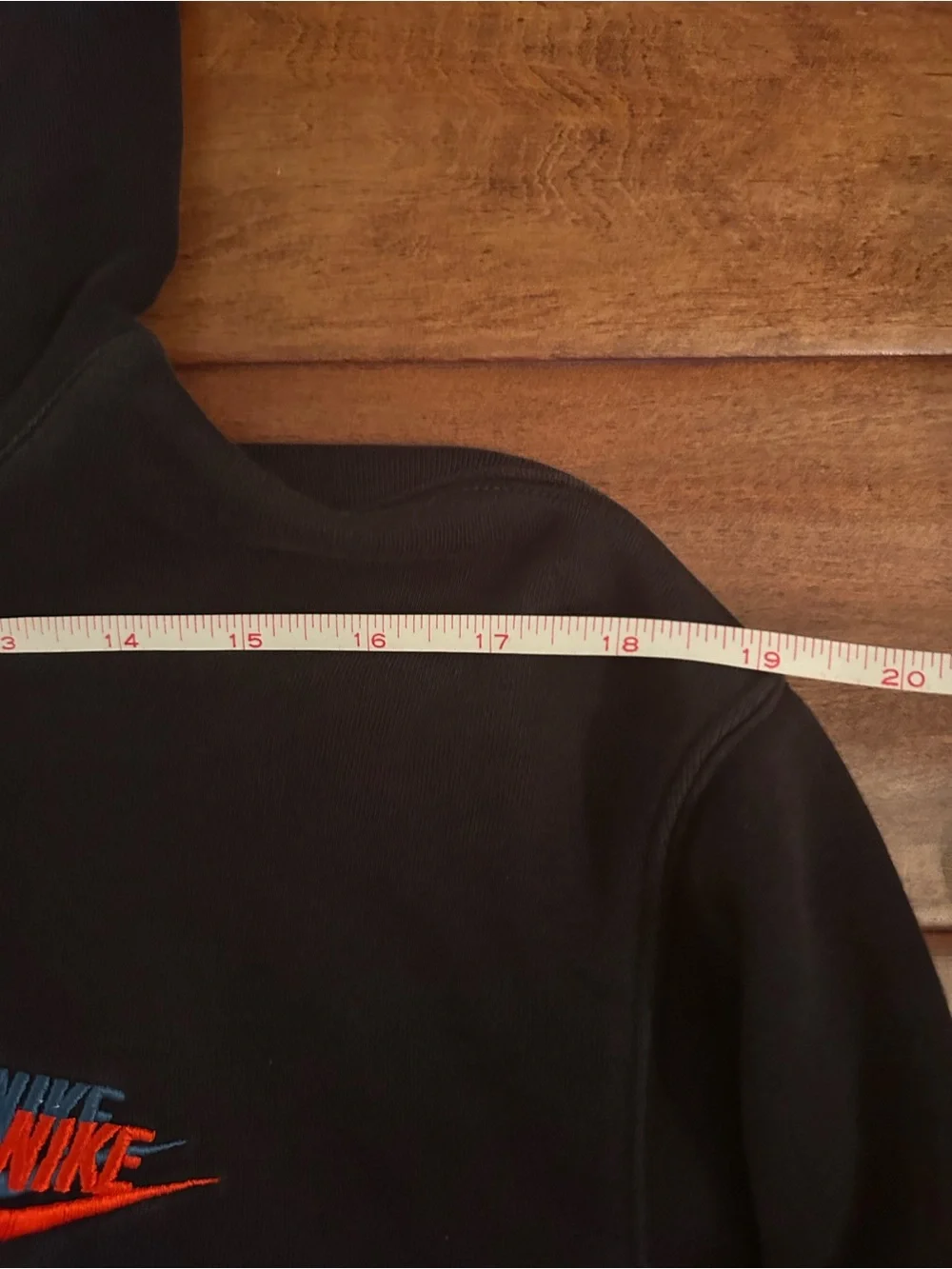 Nike Black Hoodie with Multicolor Logo Accents